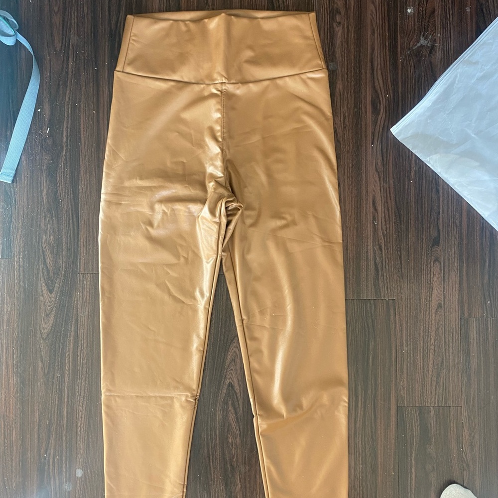 Tagoo women’s stretchy leather high waisted tights